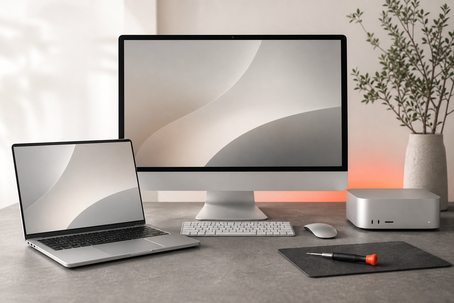 Moderner Arbeitsplatz für Apple- und Mac-Support
